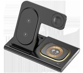 Smartphones Cargador Inalámbrico 3 en 1 Premium para Móviles, Watch y AirPods - Base de Carga Inalámbrica Qi Certificada, Estación Multifunction Compatibilidad Compatible con Smartphones y Reloj Inteligente-DiseCompacto Sin Cables