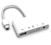 Byscoon 5 in 1 SD Card Reader type C to 3.5mm  Memory Card Reader SD/TF Card Adapter with Charging Port USB Camera OTG Adapter