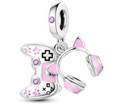 Silver Plated Pink Series Charms Pendant Lovely Dangle Pink Perfume Bottle Charm Beads Fit Bangle Bracelet Necklace Jewelry
