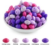 Sunrony 100pcs/lot Silicone Lentil Beads 12mm Charms Abacus Bead DIY Bracelet Necklace Pacifier Chain Jewelry Accessories
