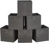 Caja de Almacenamiento Cuadrada de Tela de Lona 28x28x28 (cm) - Paquete de 6 Ojales - Cubo Plegable Abierto - Organización de Oficina en Casa y Vivero
