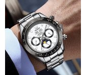 OLEVS 6654 Luxury Mens Watch Chronograph Automatic Mechanical Wristwatch Waterproof Luminous Top Brand Watch for Man Date Sport