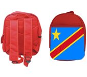 MERCHANDMANIA PACK MOCHILA ROJA Y ESTUCHE bandera república democrática del congo pais school material