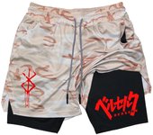 2 in 1 Compression Shorts for Men Gym Workout Running Shorts with Phone Pockets Athletic Quick Dry Activewear
