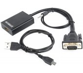 Gembird - A-VGA-HDMI-01 adaptador de cable de vídeo 0,15 m HDMI tipo A (Estándar) VGA (D-Sub) Negro A-VGA-HDMI-01