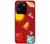 Funda Silicona Líquida Roja para Vivo Y35 / Y22s diseño Espacio Dibujos