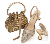 Venus Chan 2024 Mix Shoes for Women High Heels Pointed Luxury Designer Colorful Stones Evening Party Matching Shoes and Bags Set