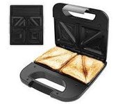 Cecotec 2932 Rock’nToast Combo Sandwichera de 2 sándwiches con acabados en acero inoxidable 800 W de potencia y 3 placas intercambiables con revestimiento antiadherente.