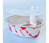 50Pcs 100ml Tin Foil Aluminum Foil Pudding  Cup With Lid Heart-shaped Disposable Mini Mousse Cupcake Containers Baking Mould