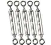 5Pcs Stainless Steel Hook and Eye Tensioners Rope Cable Tension Set Adjustable Garden M4 M5 M6 M8 Wire Tensioner