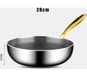 28cm Deepen Frying Pan Wok 316 Stainless Steel Honeycomb Skillet Gas Stove Induction Non-stick Pot Saucepan Kitchen Cookware