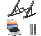 Portable Laptop Stand wi/Carry Bag - Klearlook 7-Level Adjustable Laptop Riser, Foldable ABS+Silicone Laptops Holder - Black