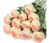 12 Flores Artificiales de Rosas Rojas de Seda con Tallo Largo, Flores Artificiales Ramo de Rosas Falsas para Bodas Despedidas de Soltera hogar jardín centros de Mesa decoración
