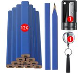 14 Pcs Carpenter Pencil Set,Flat Octagonal Hard Black Carpenter Marking Pencils with Pencil Sharpener Retractable Pen Holder