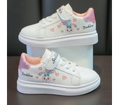Disney Girls' White Shoes Spring Boys' Anti-skid Solid Soled StellaLou Shoes Thick Soles High Height Children's Shoes Size 26-37