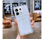 Note13 Card Slot Holder Bag Case On For Xiaomi Redmi Note 13 12 11 Pro 10 12s 11s 10s 9 Mi 12T 13T Poco X6 X5 X3 NFC Clear Cover