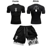 Anime 3D Printed Men's Compression Set short Sleeve Gym Top+Workout Shorts Quick Drying Breathble Athletics Rash Guard Set
