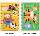 Baby Wooden Montessori Puzzle Child Game Wooden Puzzle 3D Cartoon Animal Puzzle Babies Toys Puzzles For Kids 1 2 3 Year Old