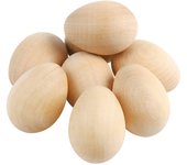 Huevos de madera para manualidades o decoraciones festivas: una gran idea de regalo para la búsqueda de huevos de Pascua o la decoración del hogar. Juego de 10 huevos falsos sin pintar.