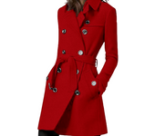 Women's Trench Coat Wool Blends Double Breasted Lining Jacket Belt Shoulder Badge Casual Coats Streetwear Women's Clothing