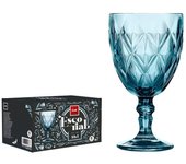 Set Escorial Azul 6 Piezas – Vaso 40cl, Vaso 30cl, Copa Flute 16.5cl, Copa Vino 30cl, Copa Agua 35cl, Corte Diamante