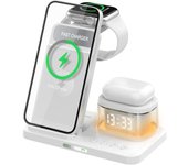 Cargador Inalambrico iPhone 5 en 1 Led, Base Cargador, Airpods, Estacion de Carga Apple para Viaje y Hogar