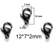25Pcs Stainless Steel Gold Black Lobster Clasps Jewelry Findings DIY Necklace Bracelet Making Accessories 9/10/11/12/13/15MM
