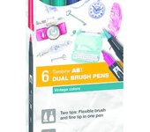 TOMBOW ROTULADOR TOMBOW DUAL BRUSH SET 6 COLORES VINTAGE CAJA CARTO DUAL BRUSH 21x7x1 Cms.