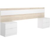 Conjunto de dormitorio Niza cabecero + 2 mesitas de noche natural/blanco 95,5x248x34 cm