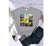 Van Gogh Works Sanskrit Printed Female Tops Breathable Casual T Shirts Fashion Summer Short Sleeve Women Crewneck Street Tshirt