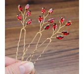 3PCS Sparkly Green Red Crystal Wedding Hairpins Rhinestone Bridal Hair Pin Vine For Women Girls Handmade Hair Jewelry