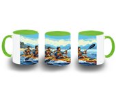 MERCHANDMANIA TAZA COLOR deporte playa kayak amigos isla tropical color mug
