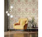 Muestra DIN A4 de Papel pintado vinílico damasco lujoso efecto textura de tela tejida en relieve - Darinka 676407 de GAULAN