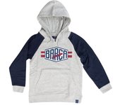 Sudadera Fútbol Club Barcelona hoodie con gorro Força Barça gris mangas azules para niños producto oficial FCB3091