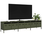 Mueble TV acero laminado en frío verde oliva 202x39x43,5 cm