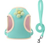 Mesh Harness Small Dog Lead Walking Flower Outdoor Reflective Vest-style Harness Color-blocked Breathable Pet Harness Leash