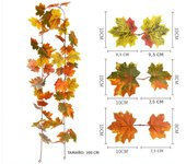 200cm Artificial Red Maple Leaf Vine Garland Outdoor Hanging Vine Leaf Arch Garden Thanksgiving Halloween Autumn Decoration