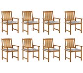 vidaXL Sillas de jardín  con cojines 8 uds madera maciza de acacia