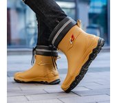 Rain Boots for Men， New Fashion Non-slip Rain Boots with Drawstrings That Can Be Worn in All Seasons and Waterproof Rubber Shoes