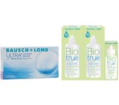 ULTRA Lentes de Contacto Mensuales – 6 Unidades + Biotrue Solución Única para Lentes de Contacto | Pack Ahorro 2x300 ml + 60 ml Gratis | Hidratación 16h | MoistureSeal | Alta Permeabilidad | Desinfección Eficaz