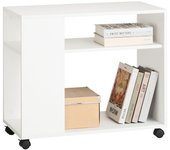 SoBuy FBT34-W Mesa Auxiliar con 2 Estantes Consola Mesita de Noche con Ruedas Mesa Blanca Mesita 70 x 35 x 60 cm ES