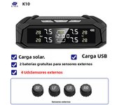 E-ACE Car TPMS Sensor 8 Bar Smart System For Car Truck With Car Electronic Clock Auto Intelligent System Solar Power LCD Display