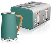 SWAN STP2091GRENEU Nordic Set Desayuno, Hervidor Agua 1,7 L, Tostadora Ranura Ancha 4 rebanadas, Diseño, , Verde