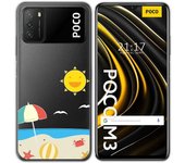 Tumundosmartphone Funda Gel Transparente para Xiaomi POCO M3 / Redmi 9T diseño Playa Dibujos