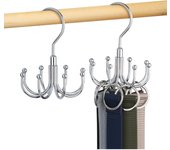 Percha para cinturón para armario, organizador giratorio para cinturón con 8 ganchos, capacidad para hasta 24 cinturones, estante metálico para cinturón que ahorra espacio, almacenamiento de corbatas, negro, 1 paquete