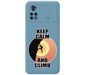 Funda Silicona Líquida Azul para Xiaomi POCO X4 Pro 5G diseño Hombre Escalada Dibujos