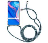 Tumundosmartphone Funda Colgante Transparente para Huawei P Smart Z con Cordon Verde-Dorado