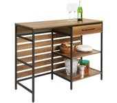 SoBuy FSB71-PF Aparador de Comedor Mesa de Cocina con Cajón y 2 Estantes, Estructura de Acero Estable 120 x 45 x 90 cm Marrón ES