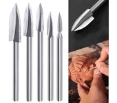Juego de brocas para herramienta rotativa para tallado de madera, 5 brocas para tallado de madera con vástago de 1/8 de pulgada para bricolaje, carpintería, grabado, perforación y lijado