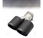 EPLUS Car Carbon Fiber Matte Muffler Tip Y Shape Double Exit Exhaust Pipe Mufflers Nozzle Decoration Universal Stainless Blue